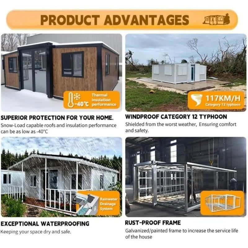 Spacious 40ft expandable BACKUPMYFILESNOW.COM® modular container house with a modern interior, ideal for family living and gatherings.