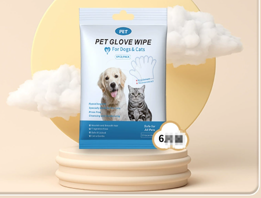 Extra thick disposable pet cleaning gloves and wipes from BackupMyFilesNow.com, showing gloves and wipes for pet grooming and cleaning.