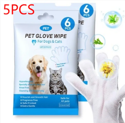 Extra-thick disposable pet cleaning gloves and wipes by BackupMyFilesNow.com for easy, gentle pet grooming and cleaning.