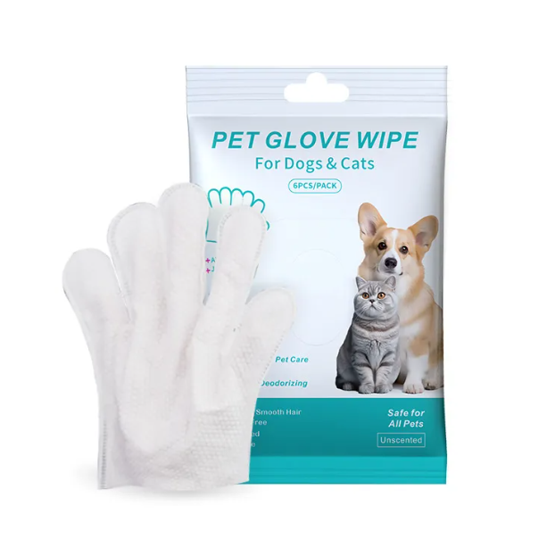 Extra-thick disposable pet cleaning gloves and wipes by BackupMyFilesNow.com, designed for easy pet grooming and mess cleanup.
