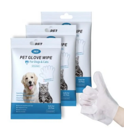 Extra-thick pet cleaning gloves and wipes from BackupMyFilesNow.com for effective pet grooming and mess cleanup.