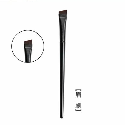 Close-up of BackupMyFilesNow.com makeup brushes for women, featuring a flat fine blade eyebrow and eyeliner brush for precise application.