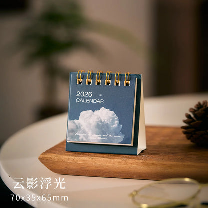 Simple Mini 2026 Desk Calendar from BackupMyFilesNow.com, ideal for office and school planning with a sleek, decorative design.