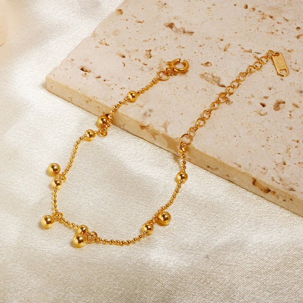 Stainless steel bohemian-style personalized anklet with intricate design, perfect for a unique, handcrafted jewelry look