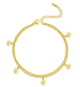 Stainless steel bohemian style personalized anklet with intricate design and adjustable chain, perfect for boho fashion accessories.