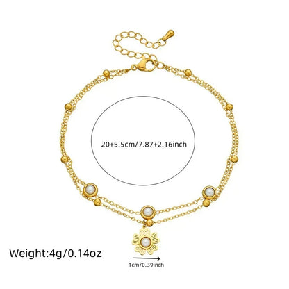 Stainless steel Bohemian style personalized anklet with intricate designs and adjustable chain, ideal for casual or boho fashion.