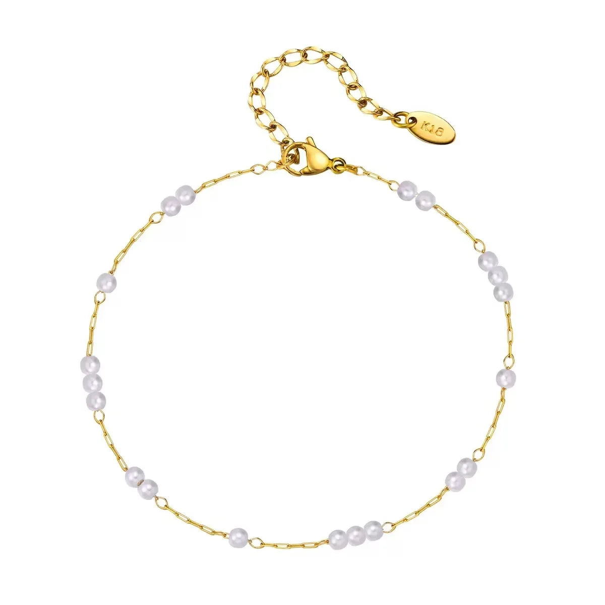 Stainless steel bohemian-style personalized anklet with intricate design and adjustable chain on a white background.