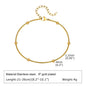 Stainless steel bohemian style personalized anklet with intricate design and adjustable chain on a white background