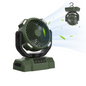 Orange outdoor power bank with LED light and camping fan, portable household power source for outdoor activities