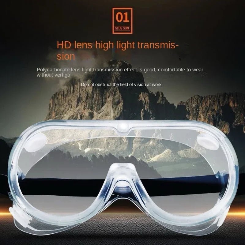 BACKUPMYFILESNOW.COM® waterproof safety goggles with anti-fog, dust-proof, windproof, and protective lenses for laboratory and water park use.