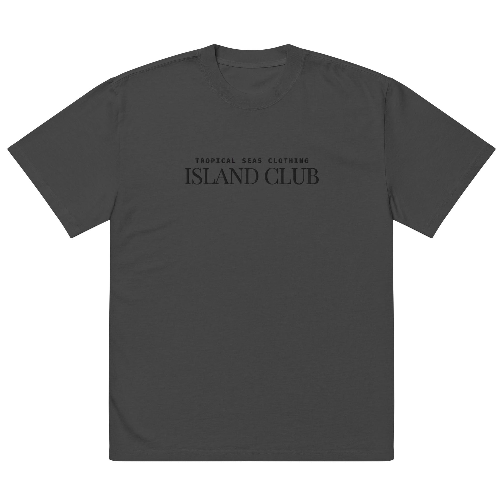 Oversized tropical seas faded t-shirt by BACKUPMYFILESNOW.COM® featuring colorful ocean and palm tree design on soft fabric.