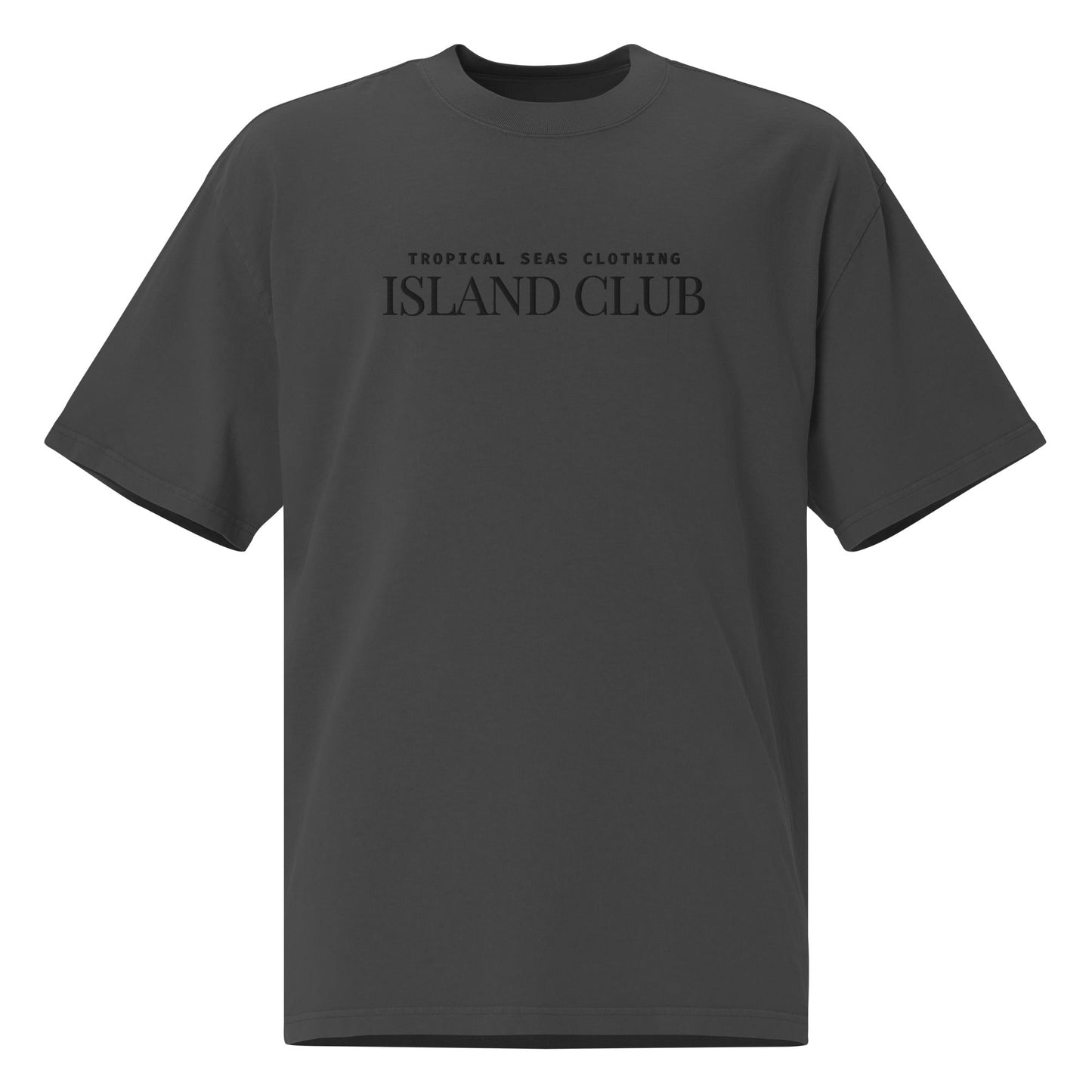 Oversized Tropical Seas faded t-shirt by BACKUPMYFILESNOW.COM® showing a relaxed fit with tropical sea graphic design