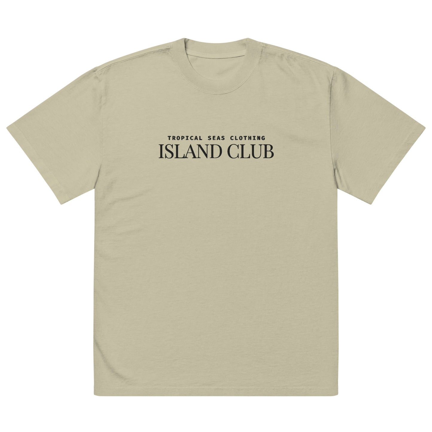 Oversized Tropical Seas faded t-shirt by BACKUPMYFILESNOW.COM® featuring tropical print and relaxed fit on a white background.