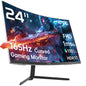 KTC 24-inch curved gaming monitor with 165Hz refresh rate, 1ms response, FHD resolution, VA panel, HDR, and adaptive sync.