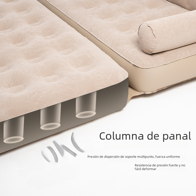 Inflatable sofa bed by BACKUPMYFILESNOW.COM® for camping and home use, shown fully inflated with comfortable seating.