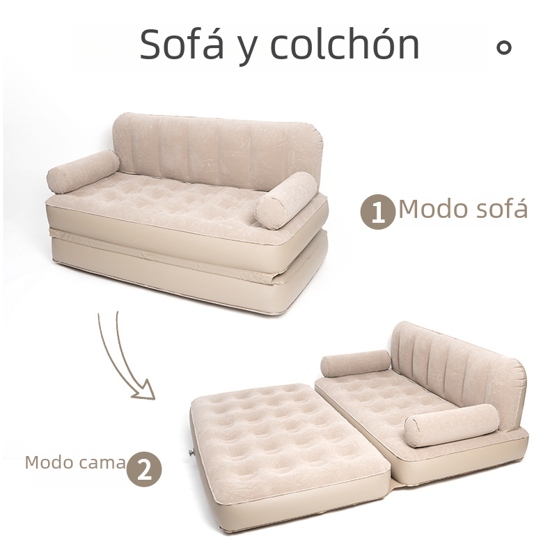 Inflatable sofa bed by BACKUPMYFILESNOW.COM®, versatile for camping and home use, shown fully inflated with a comfortable seating surface.