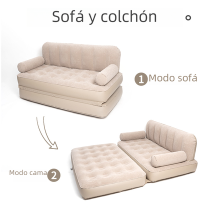 Inflatable sofa bed by BACKUPMYFILESNOW.COM®, versatile for camping and home use, shown fully inflated with a comfortable seating surface.