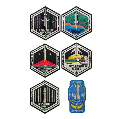 SpaceX Starship exploration embroidery patch featuring Starbase TX flight launch, designed for clothing and bag decor.
