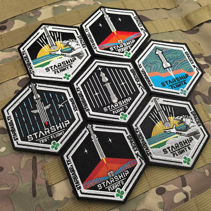 SpaceX Starship Exploration embroidery patch featuring Starbase TX launch scene, designed for clothing and bag decoration.