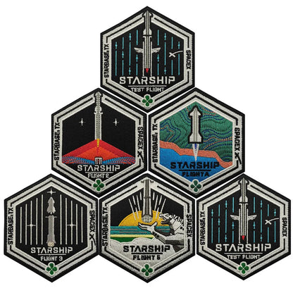 SpaceX Starship Exploration embroidery patch featuring Starbase TX launch design, suitable for clothing and bag decoration.