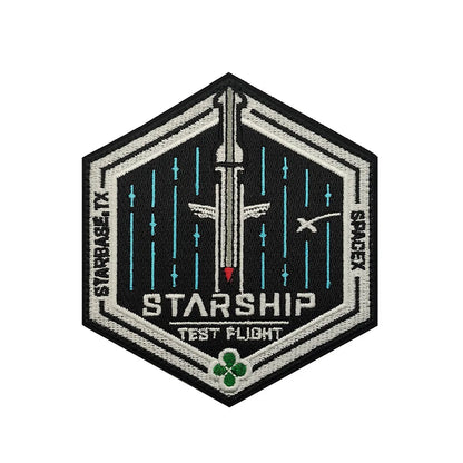 SpaceX Starship exploration embroidery patch featuring Starbase TX launch design, ideal for clothing and bag decor.