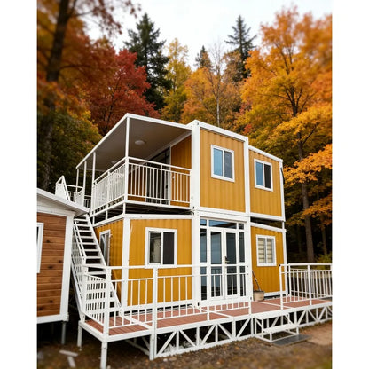 Expandable 40ft steel container house by BACKUPMYFILESNOW.COM®, showing a foldable prefab villa with 2-5 bedrooms for real estate.