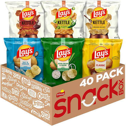 Pack of three 1-ounce bags of Lay's Classic Potato Chips, crispy snack in colorful packaging from BACKUPMYFILESNOW.COM® brand.