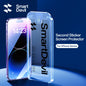 SmartDevil full cover tempered glass screen protector for iPhone 14, 13, 12 Pro Max, and 11 with edge-to-edge protection and auto-dust removal.
