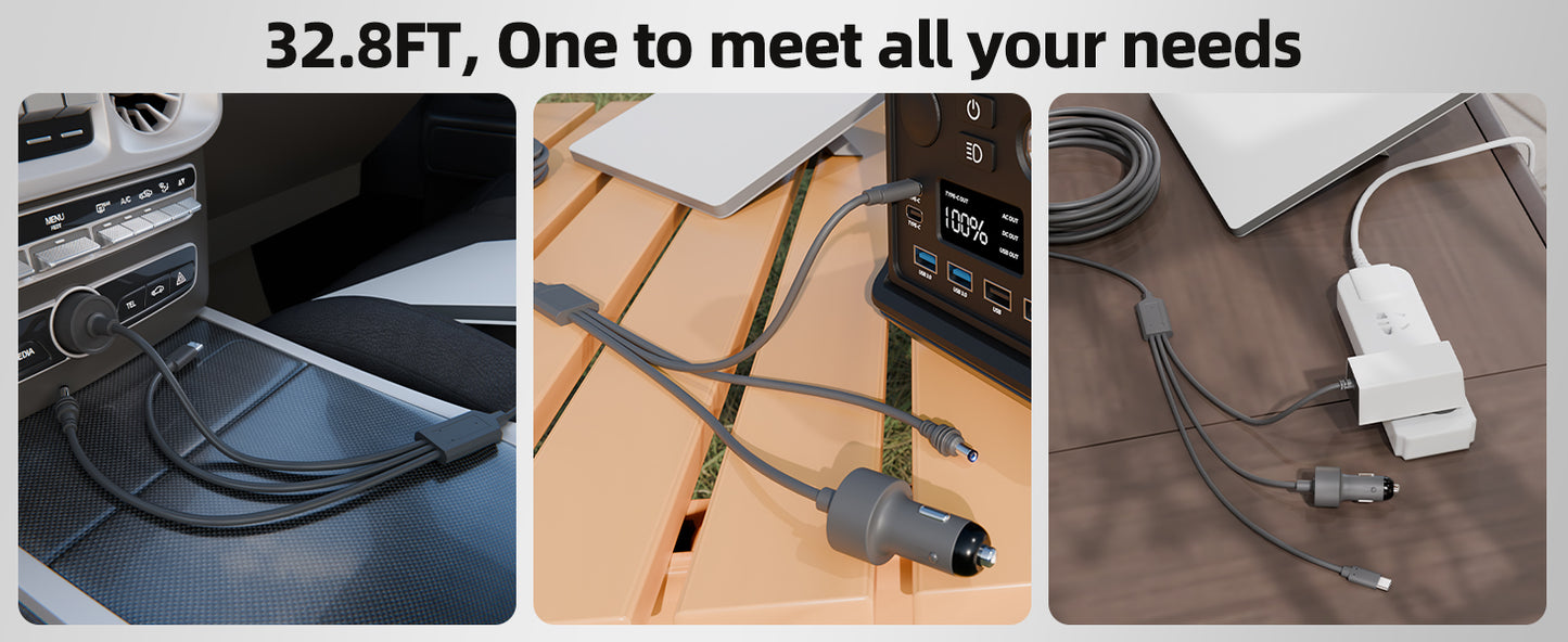 3-in-1 Starlink Mini cable by BACKUPMYFILESNOW.COM®, 10m high-speed USB C, car charger, and DC to DC replacement cable for Starlink Mini.