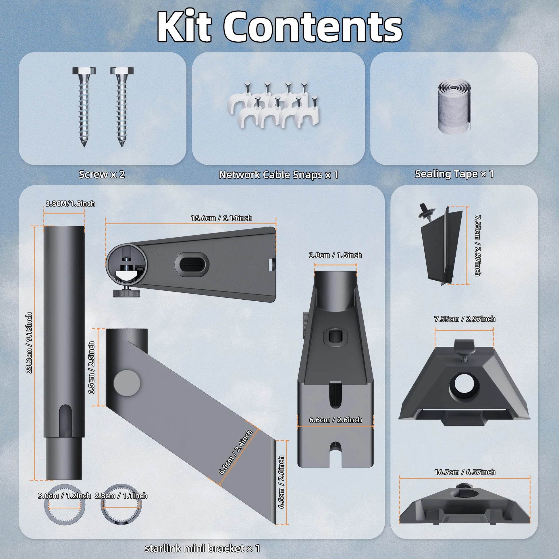 Starlink Mini Wall Mount bracket by BACKUPMYFILESNOW.COM, rustproof, weatherproof, adjustable for wall, roof, or pole installation.