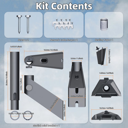 Starlink Mini Wall Mount bracket by BACKUPMYFILESNOW.COM, rustproof, weatherproof, adjustable for wall, roof, or pole installation.