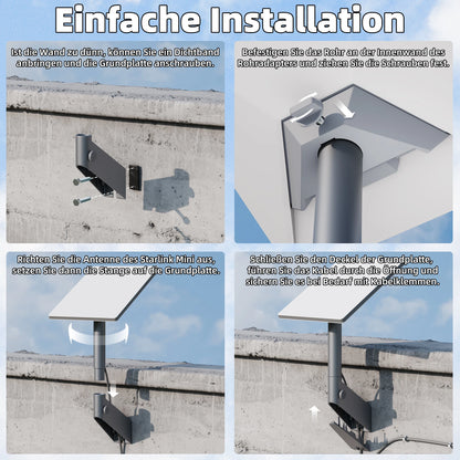 Starlink Mini Wall Mount bracket by BACKUPMYFILESNOW.COM, rustproof and weatherproof, adjustable for roof, wall, or pole installation.