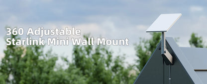 Starlink Mini Wall Mount bracket by BACKUPMYFILESNOW.COM, rustproof and weatherproof with 360-degree adjustable mounting options.