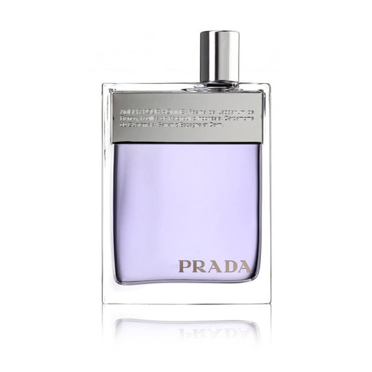 Prada men's cologne bottle, 3.4 oz Eau de Toilette spray, sealed, with sleek packaging and classic Prada branding.