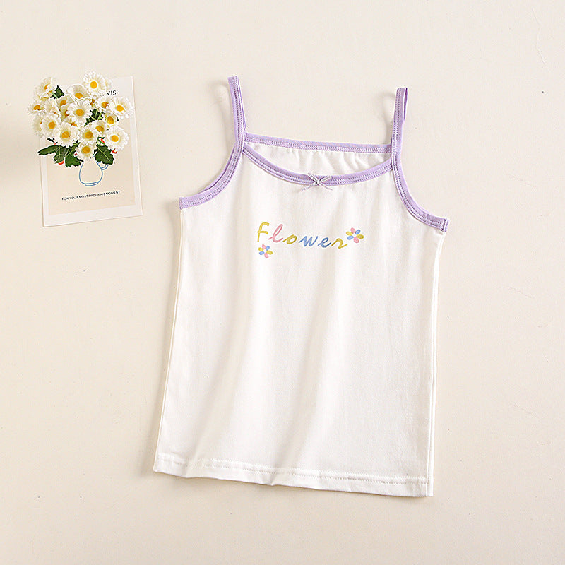 Baby girls' soft cotton undershirt with suspenders, pink and white, featuring cute bow accents and adjustable straps.