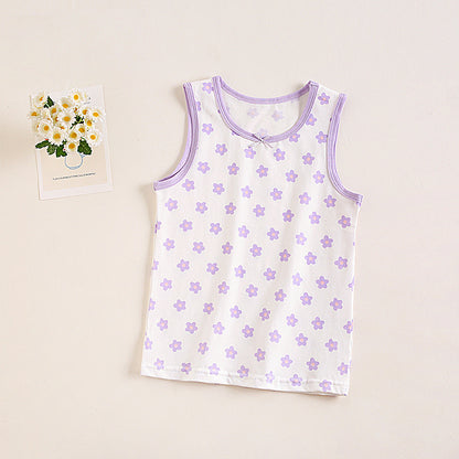Baby girl's soft cotton undershirt with suspenders, featuring a cute and comfortable design for infants.