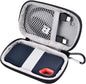 Black storage bag compatible with SanDisk PRO Extreme Portable SSD, holds 1TB, 2TB, or 500GB hard drives for secure storage.