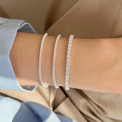 Simple 925 sterling silver zircon diamond bracelet with delicate design, showcasing sparkling stones and polished silver finish.