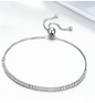 Sterling silver zircon diamond bracelet with simple design, featuring sparkling stones on a delicate chain.