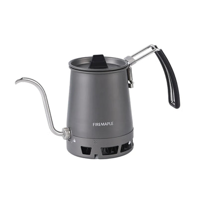 Fire-Maple Petrel pour-over coffee kettle with gooseneck spout, detachable handle, portable foldable design for precise brewing.