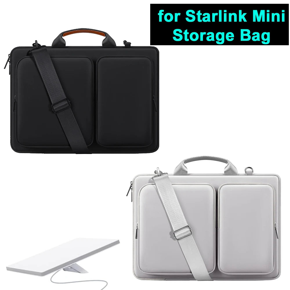 Portable waterproof shockproof storage bag for Starlink Mini accessories, outdoor travel shoulder bag by BACKUPMYFILESNOW.COM®.