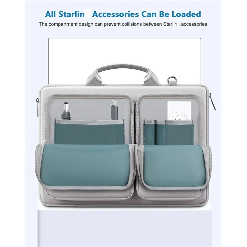 Portable waterproof shockproof storage bag for Starlink Mini accessories, designed by BACKUPMYFILESNOW.COM® for outdoor travel.