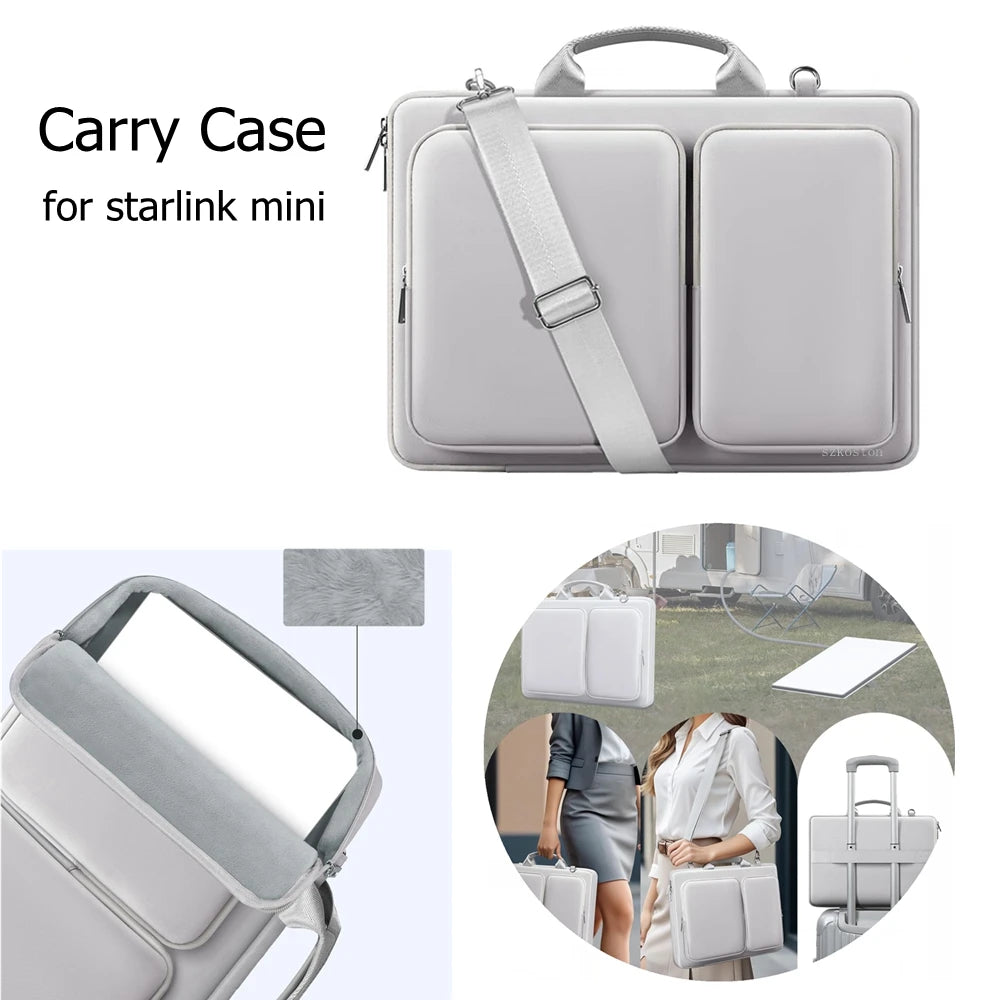 Portable storage bag for Starlink Mini by BACKUPMYFILESNOW.COM®, waterproof and shockproof outdoor travel shoulder bag for accessories.