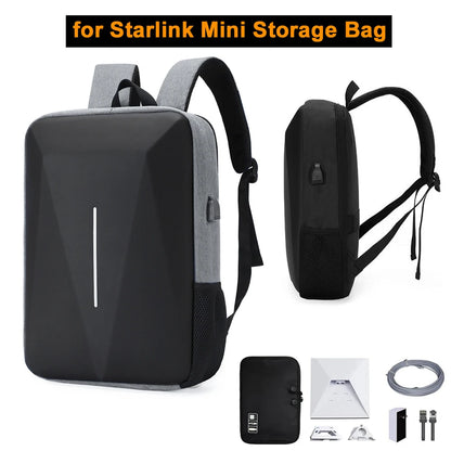 Waterproof storage bag for Starlink Mini accessories with compartments for power cables and brackets, by BACKUPMYFILESNOW.COM®.
