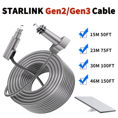 Starlink Ethernet replacement cable for Gen 2 and 3 satellites, 50 to 150 feet, by BACKUPMYFILESNOW.COM®