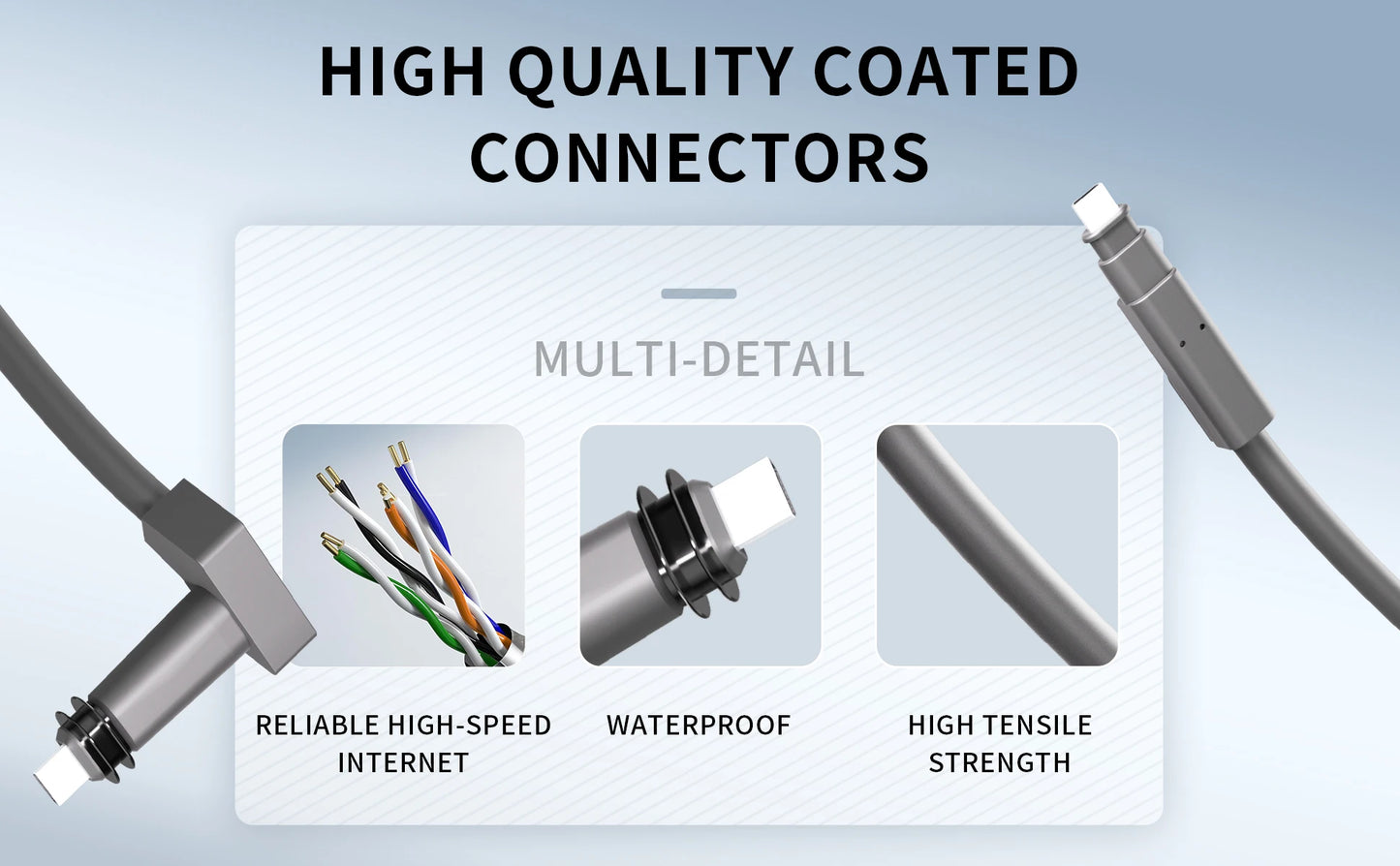 Starlink Ethernet cable for Gen 2 and Gen 3 satellite systems, 75ft replacement cable with rectangular connector, black cable.