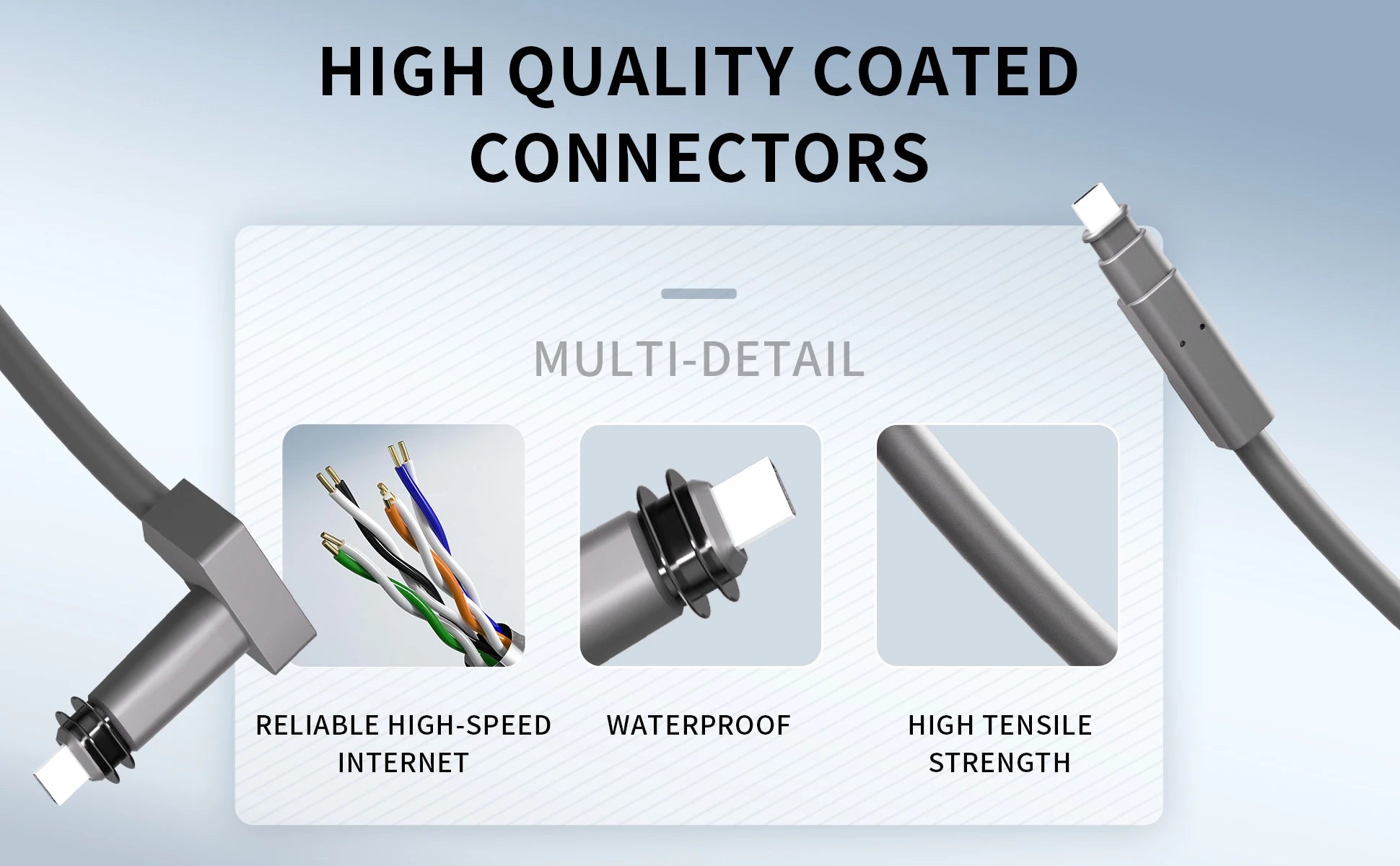 Starlink Ethernet cable for Gen 2 and Gen 3 satellite systems, 75ft replacement cable with rectangular connector, black cable.