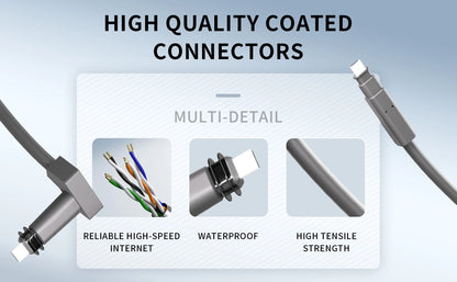 Starlink Ethernet cable for Gen 2 and Gen 3 satellite systems, 75ft replacement cable with rectangular connector, black cable.