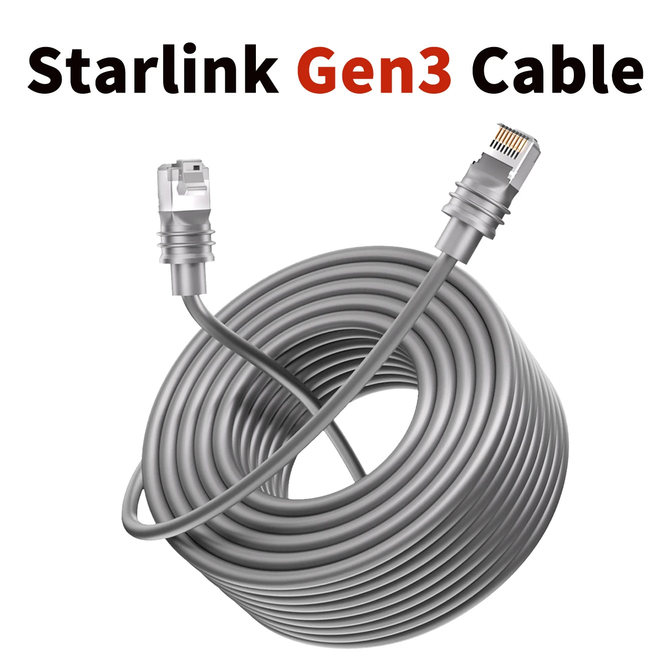 Starlink Ethernet replacement cable for Gen 2 and Gen 3, 75ft length, compatible with Starlink satellite systems.