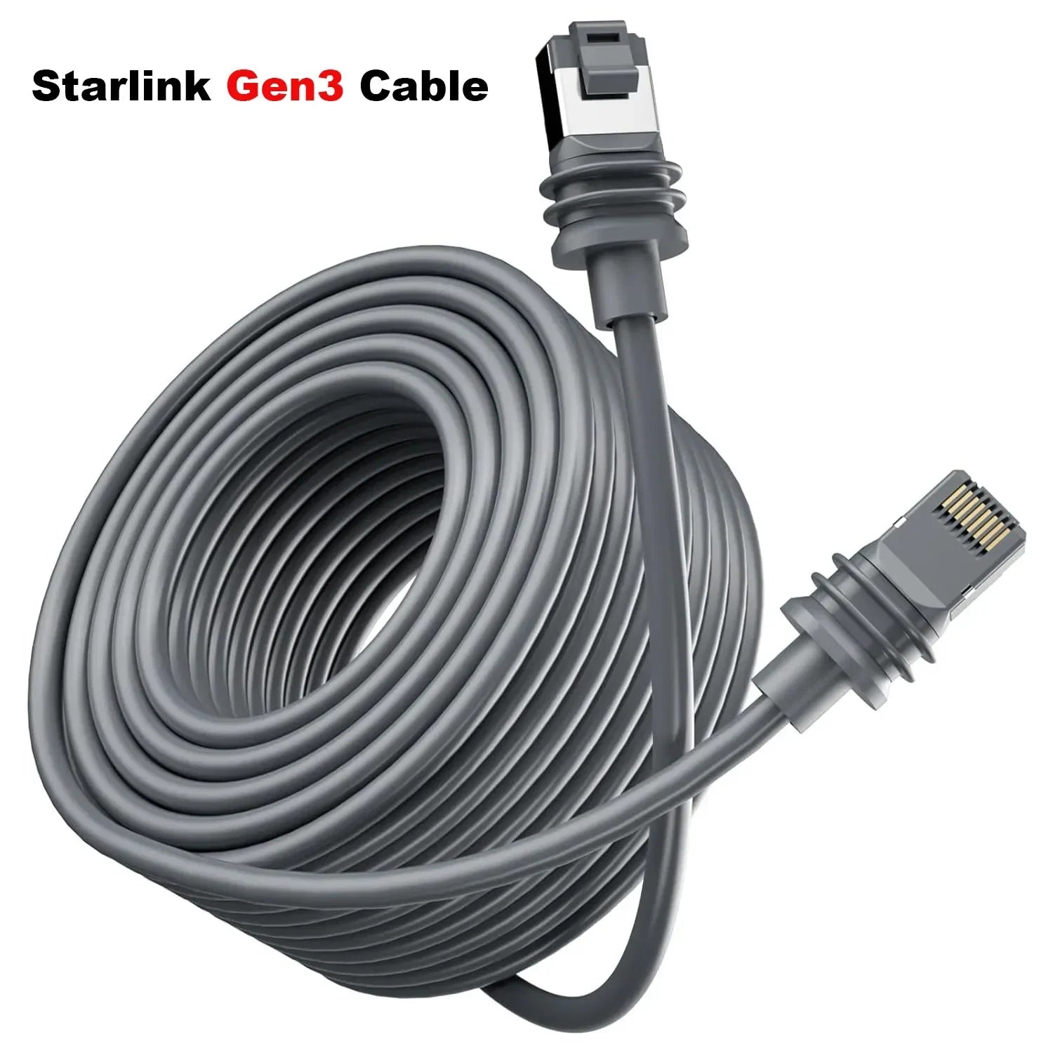 Starlink cable for Gen 2 and Gen 3 satellite systems, waterproof extension cable in various lengths, high-speed replacement by BACKUPMYFILESNOW.COM®